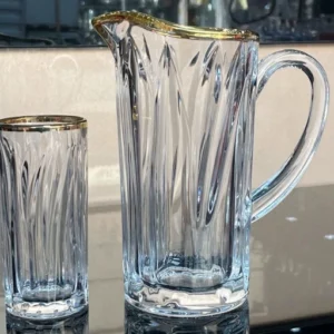 پارچ لیوان های وارداتی لب طلا با طلای آبکاری شده 12عیار هلندی