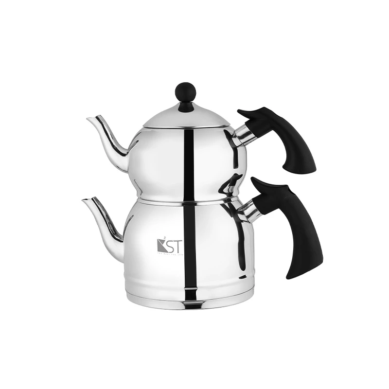 کتری و قوری استیل دسته چوبی استیل 18/10