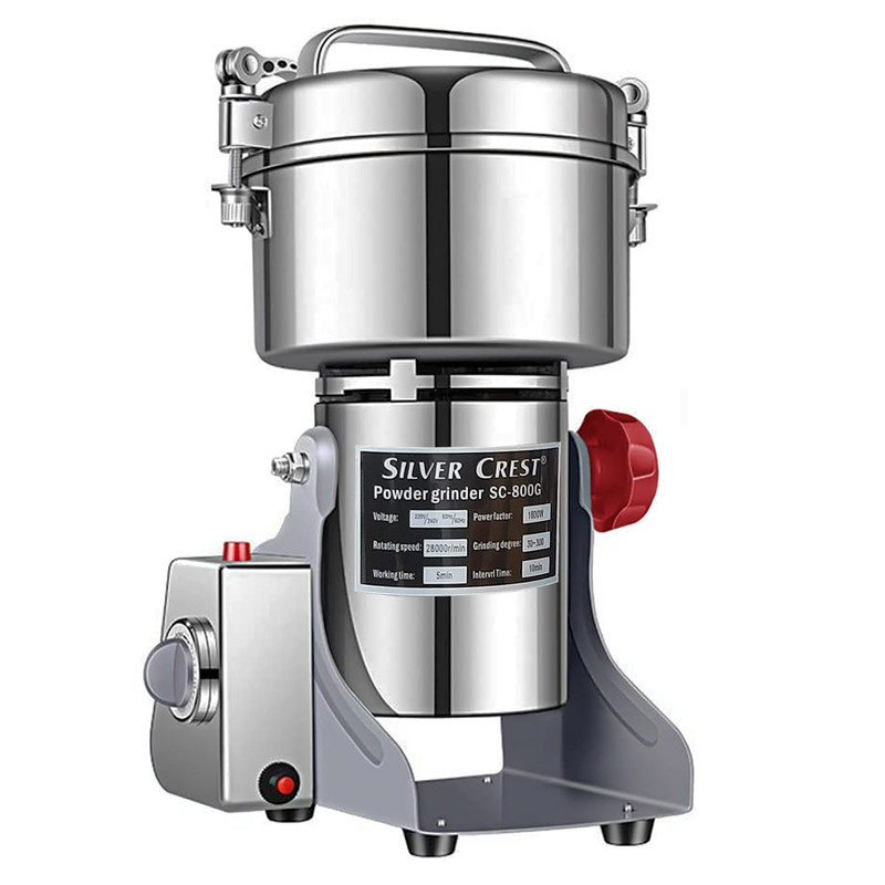 آسیاب سیلور کرست نحوه عملکرد : دکمه تایمردار زمان دار جنس تیغه : سه عدد نیغه استیل ضخیم جنس کاسه : یک عدد کاسه استیل حجم کاسه : 500 گرم توان موتور : 4000 وات لوازم همراه : الک بزرگ – فرچه – 2 عدد ذغال – ست تیغه ی