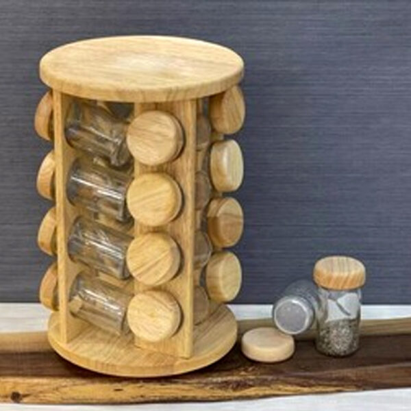 ست جا ادویه 16 تایی گردان دایره چوبی
